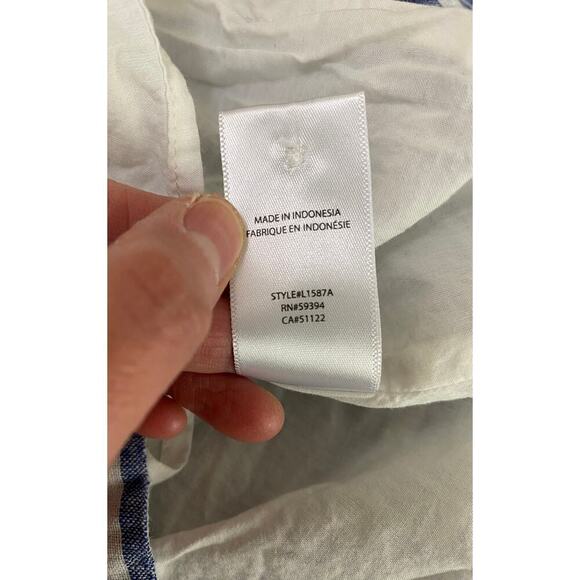 Beachlunchlounge Women's XS Blue White Striped Linen Blend Shift Dress - Picture 7 of 8